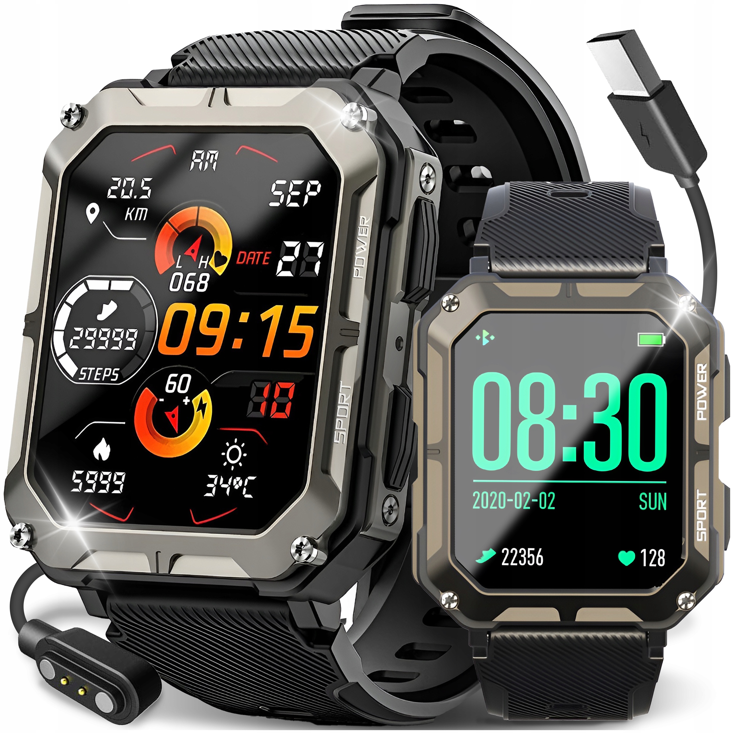 Inteligentné hodinky JG Smart MILITARY JGS C20 PRO čierne + MAGNETICKÁ NABÍJAČKA SMARTWATCH JG-SMART